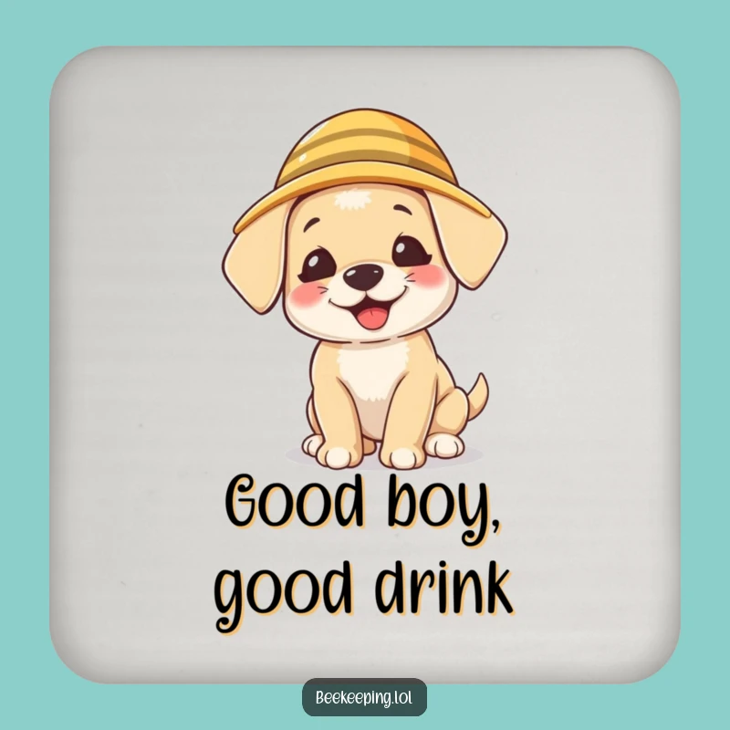 Funny Puppy Beekeeper Drink Coasters: Set of 4 Giggling Pups, Perfect Table Protection