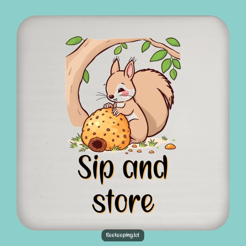 Funny Squirrel Hive Drink Coaster - Bee Protection - Decor Gift