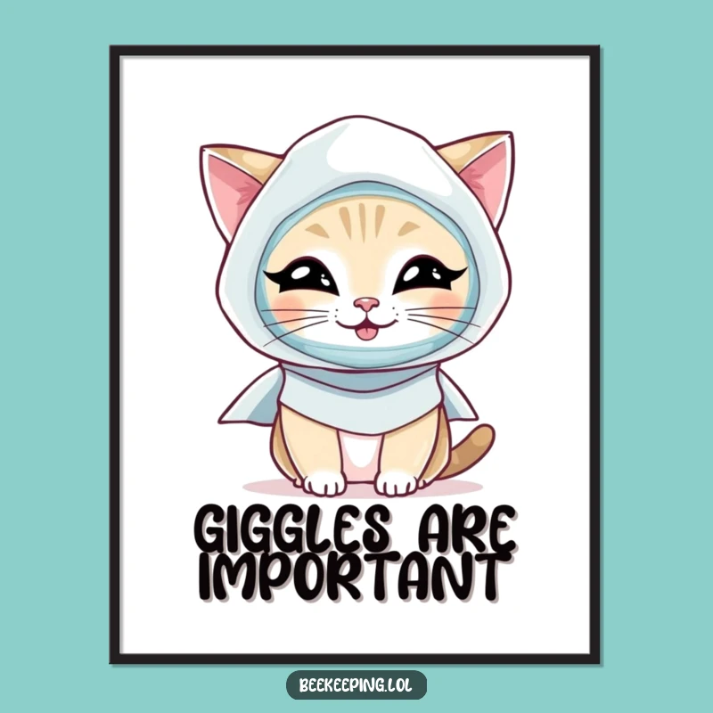 Funny Cat Beekeeper Poster: Giggling Cat Art Gift!