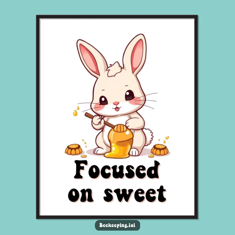 Funny Determined Rabbit Poster - Motivate Your Space with Honey-Fueled Drive