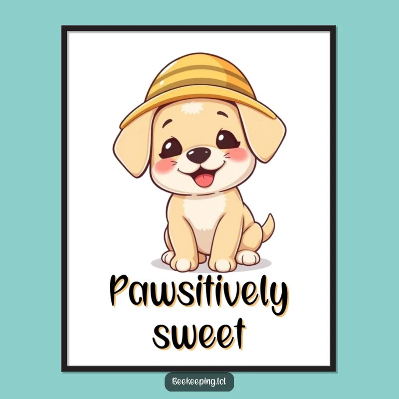 Funny Puppy Beekeeper Poster: Giggling Pup Art, Delightful Canine Decor Print