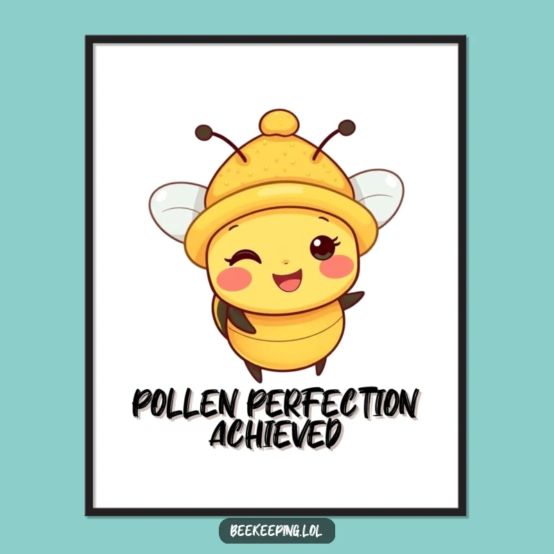 Funny Bee Pollen Hat Poster: Charming Happy Bee with Hat Decor Gift!