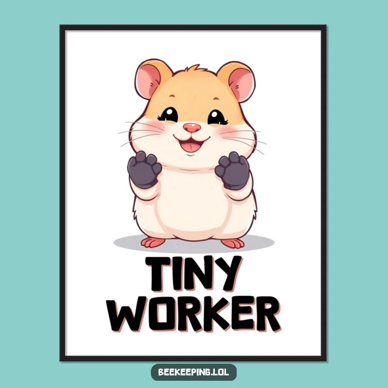 Funny Hamster Work Poster - Humorous Wall Art, Cute Worker Gift