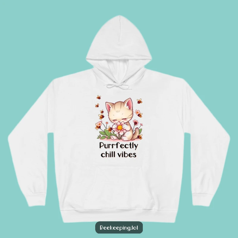 Funny Kitten Petting Flower Hoodie: Cozy Cat Sweatshirt for Animal Fans