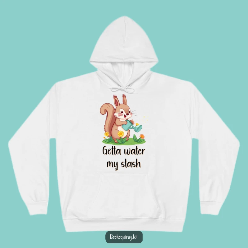 Funny Squirrel Watering Flower Hoodie: Cozy Sweatshirt for Garden Enthusiasts