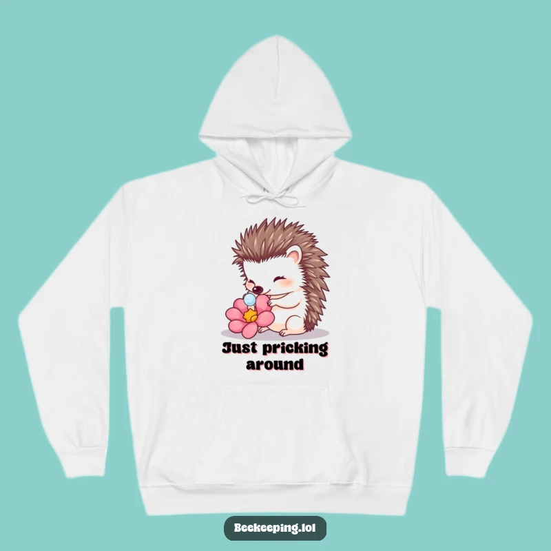 Funny Hedgehog Touching Dewdrop Hoodie: Cozy Sweatshirt for Nature Lovers