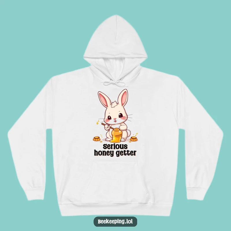 Cozy Funny Determined Rabbit Hoodie - Warm Up with Honey-Fueled Grit