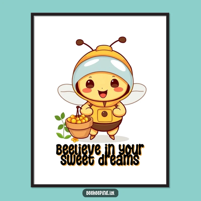Free Printable Bee Beekeeper Wall Art: Funny Honeycomb Downloadable Art Gift