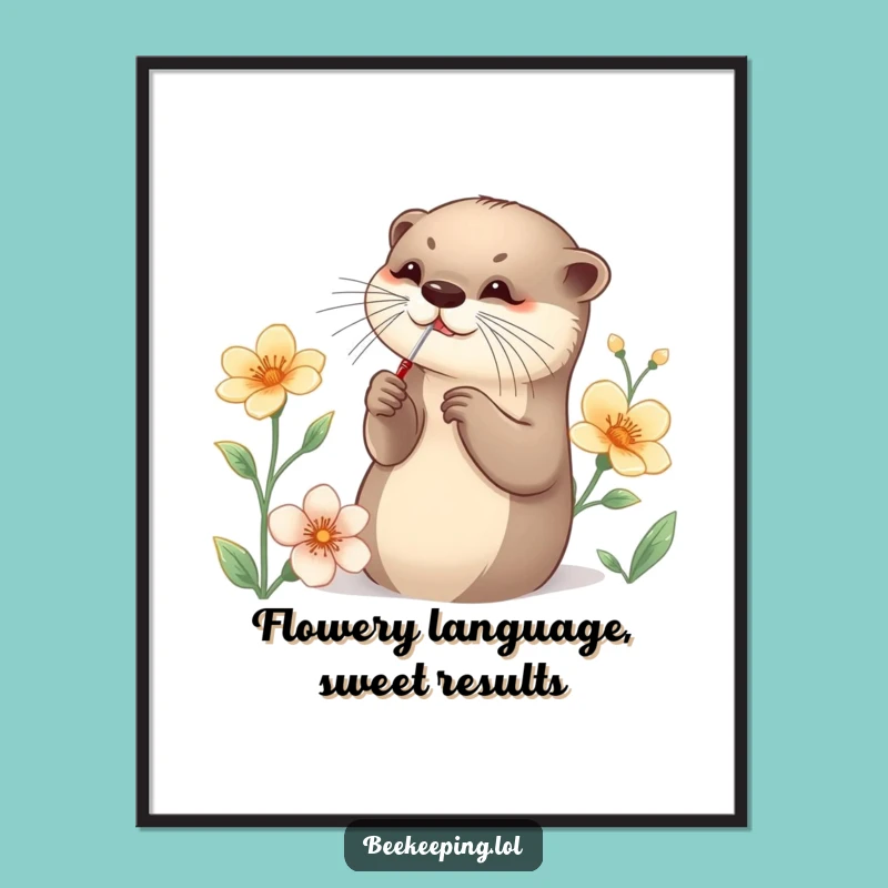 Charming Free Printable Wall Art: Otter Nectar Collector - Downloadable Nature Decor!