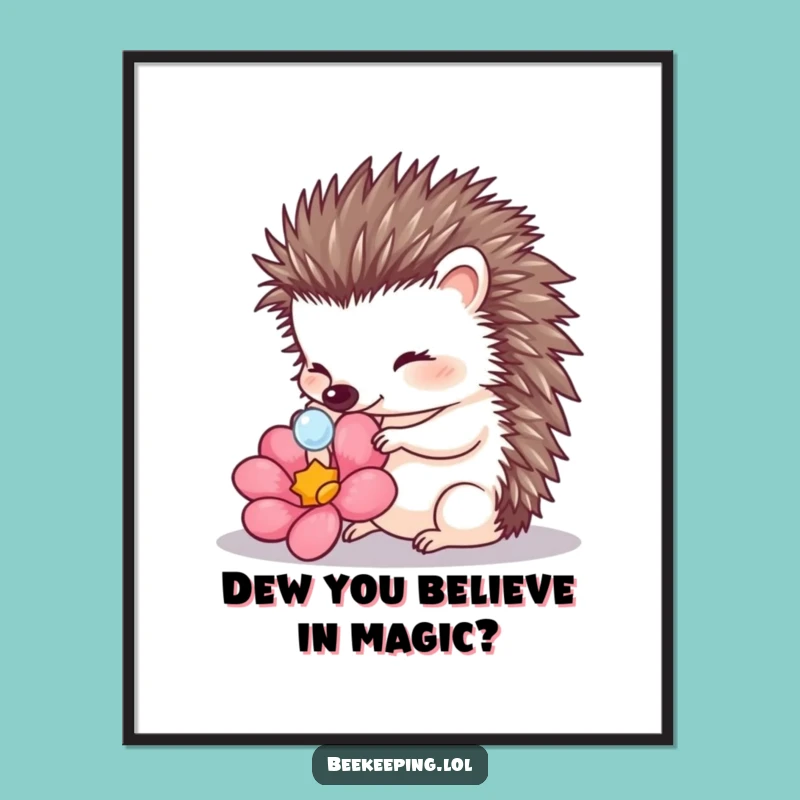 Free Printable Wall Art: Hedgehog & Dewdrop, Delicate Downloadable Nature Decor