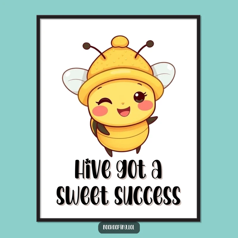 Free Printable Wall Art: Happy Pollen Bee, Funny Downloadable Art for Kids Rooms