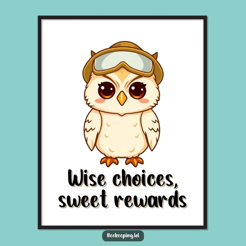 Free Printable Wall Art: Wise Owl Beekeeper Funny Downloadable Decor
