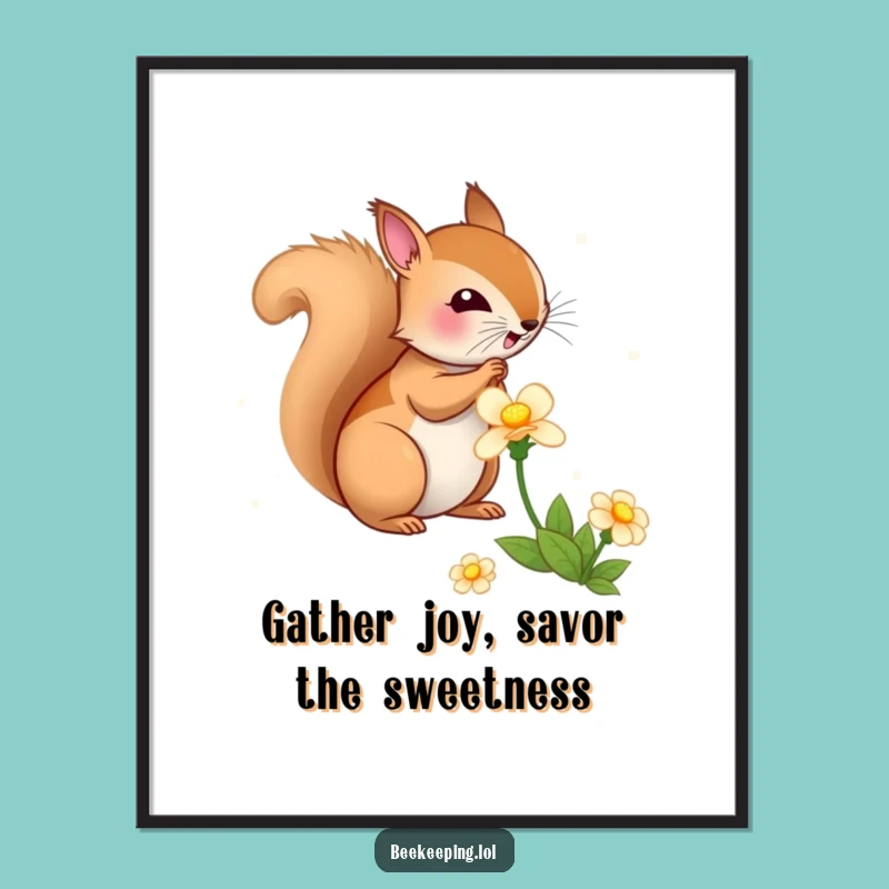 Funny Free Printable Wall Art: Bouncy Squirrel Nectar Flower Decor Download!