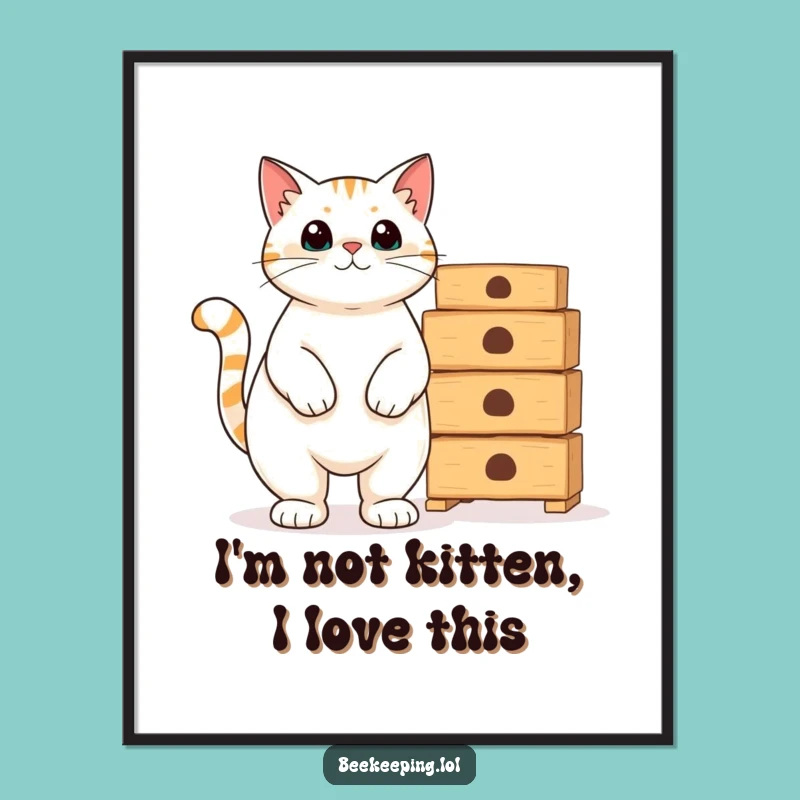 Funny Free Printable Wall Art: Cat Beekeeper Decor - Downloadable Art