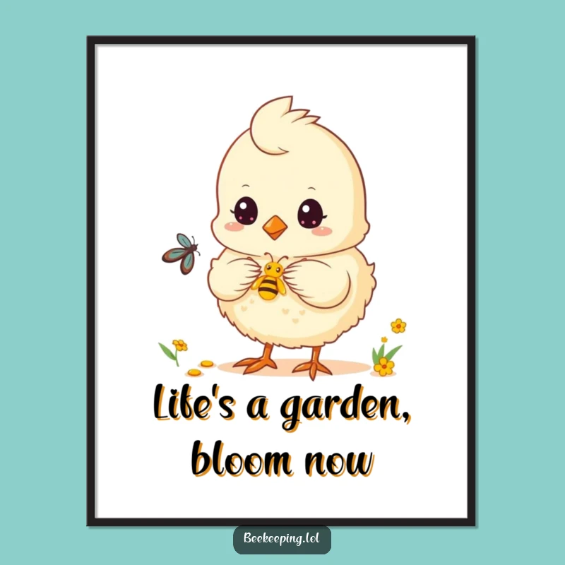 Free Printable Funny Chick Wall Art: Nectar Collecting Chick