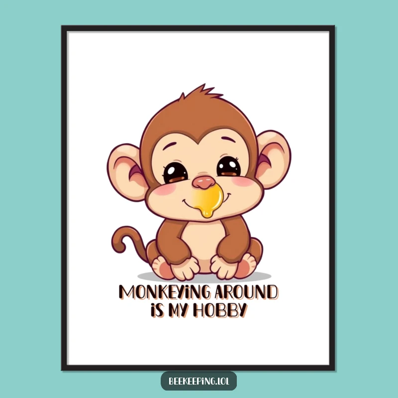 Funny Free Printable Wall Art: Silly Monkey Honey Decor - Downloadable Art