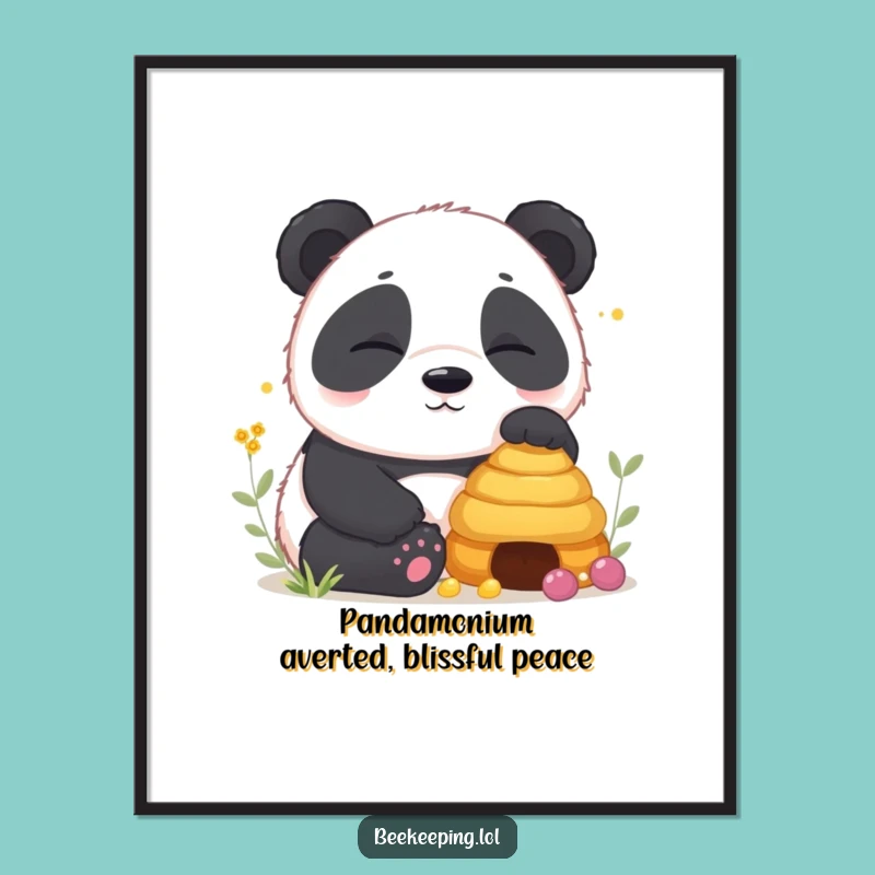 Charming Free Printable Wall Art: Sleepy Panda & Bees - Cozy Downloadable Decor!