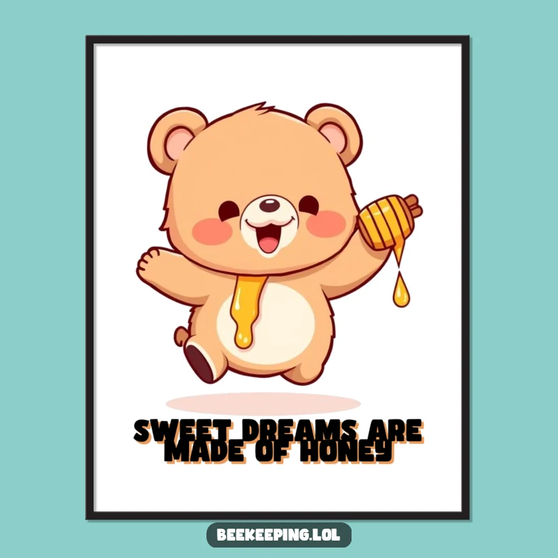 Free Printable Bear Art: Funny Honey Pot Downloadable Decor for Whimsical Spaces