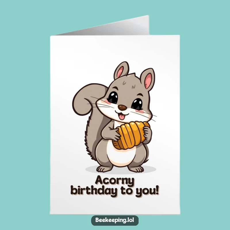 Free Printable Birthday Card: Funny Squirrel Honey Comb Greeting, Instant Download