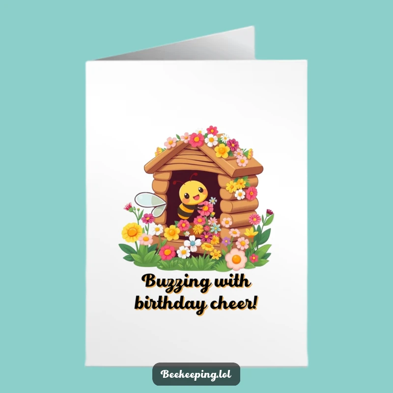 Free Printable Birthday Card: Funny Busy Bee Flower Hive Downloadable Gift