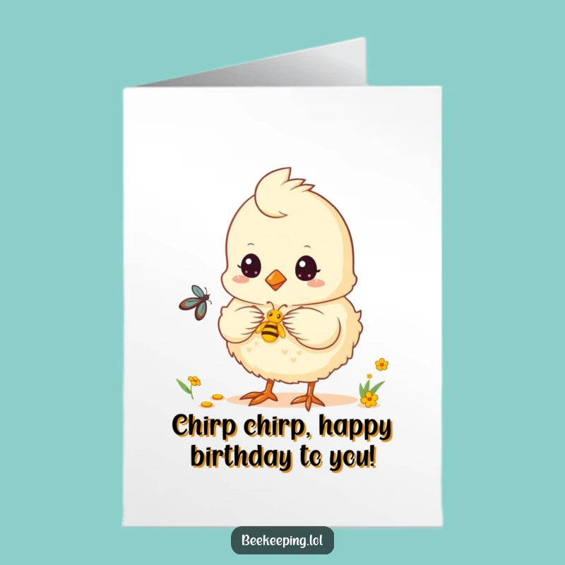 Free Printable Funny Chick Birthday Card: Nectar Collecting Chick