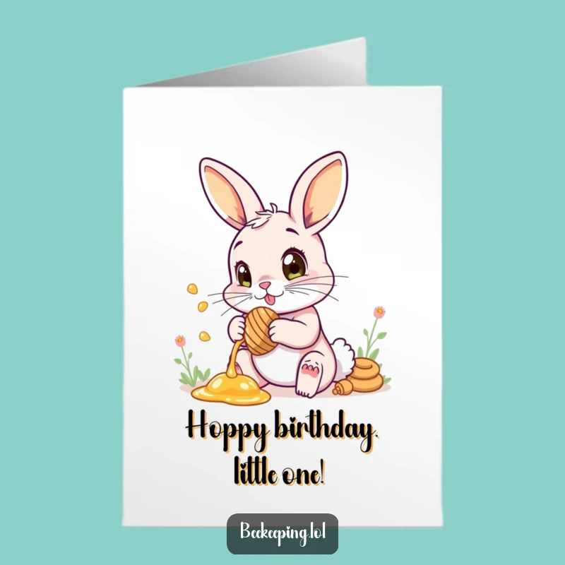 Free Printable Birthday Card: Wide-Eyed Bunny Honey Wonder Downloadable Gift