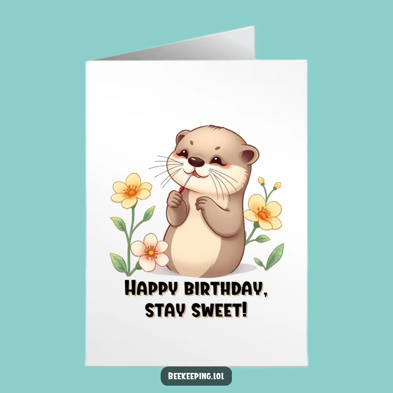 Free Printable Funny Birthday Card: Otter's Nectar Mission - Charming Downloadable Surprise!
