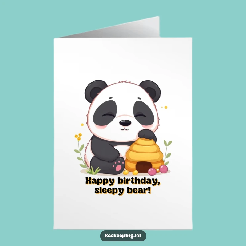 Free Printable Funny Birthday Card: Sleepy Panda & Bees - Cozy Downloadable Surprise!
