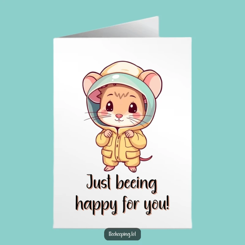 Free Printable Birthday Card: Shy Mouse Beekeepers - Funny Downloadable Gift