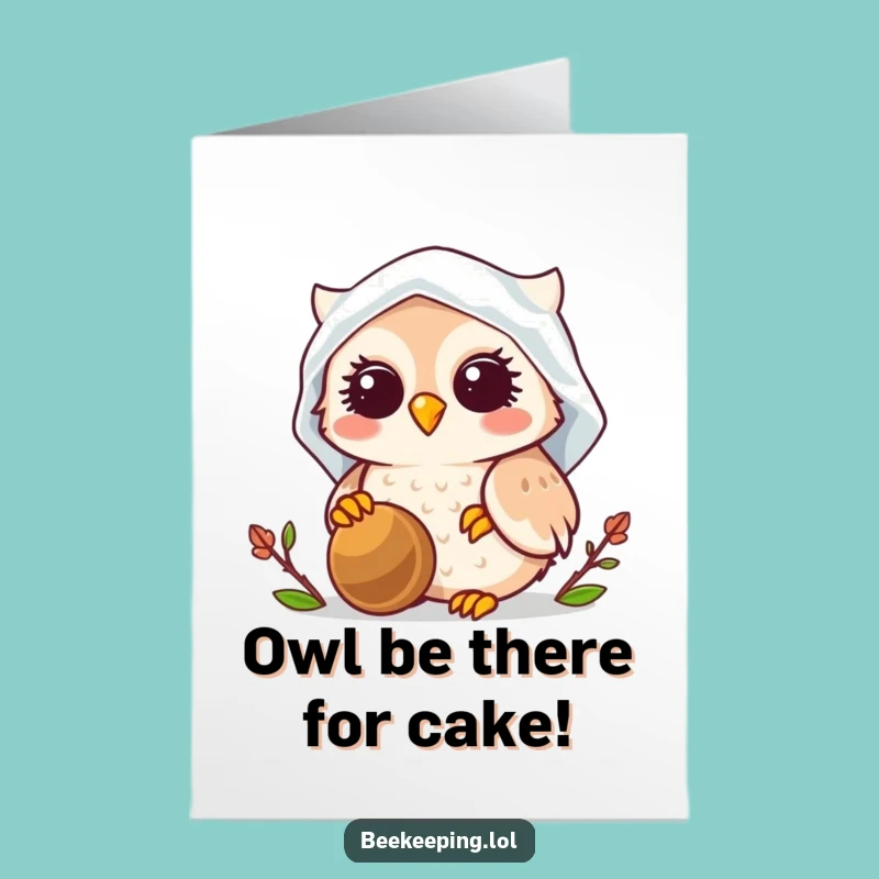 Free Printable Birthday Card: Funny Owl Beekeeper Wishes a Hoots of Joy!