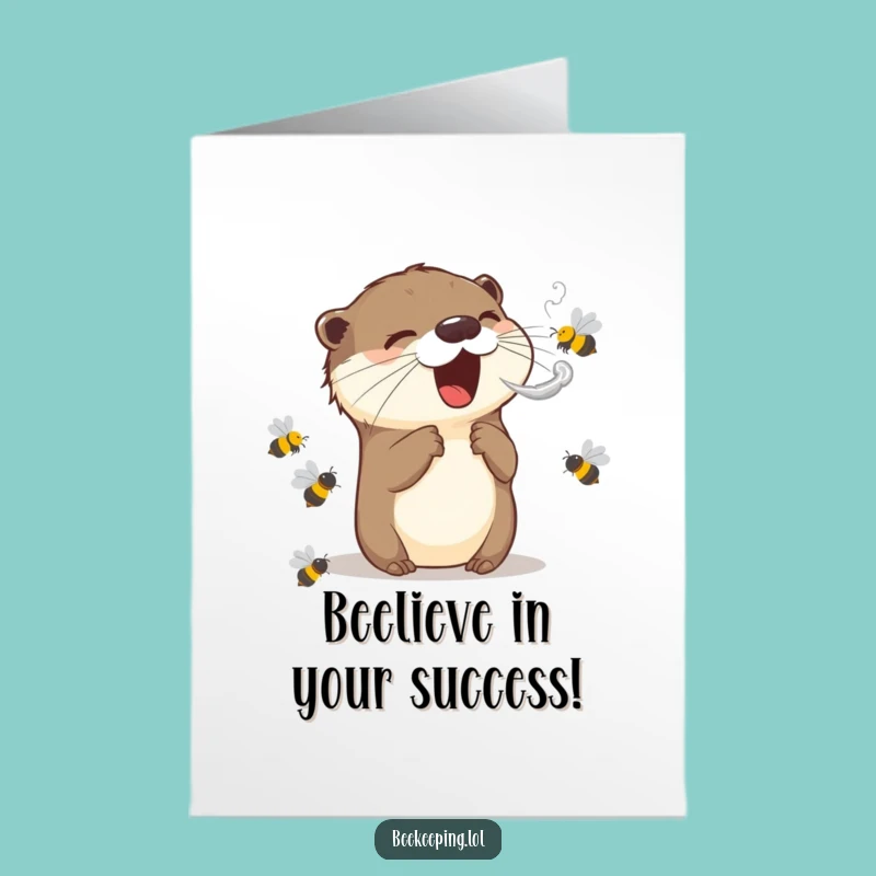 Free Printable Otter Congrats Card: Smoky Puff, Bees, Downloadable Funny Gift