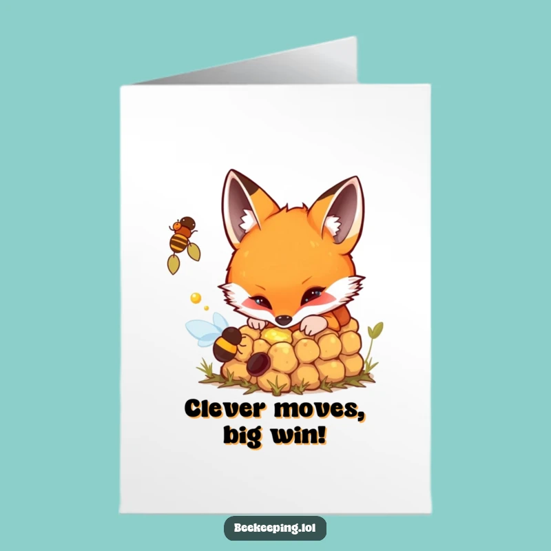 Free Printable Congratulations Card: Curious Fox Beehive Downloadable Surprise