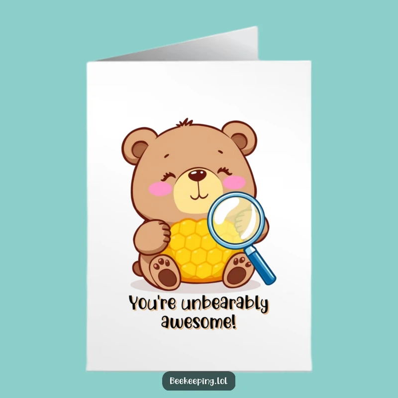 Free Printable Bear Congrats Card: Honeycomb Success, Funny Downloadable Gift!