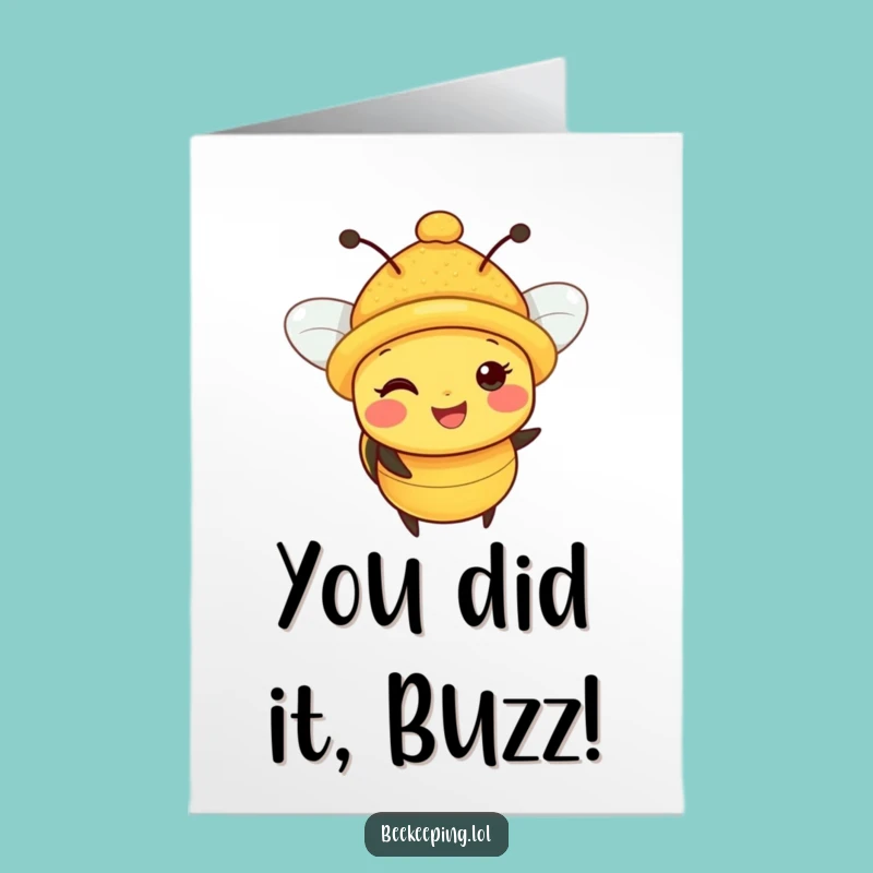 Free Printable Congrats Card: Happy Pollen Bee, Funny Downloadable for Any Achievement