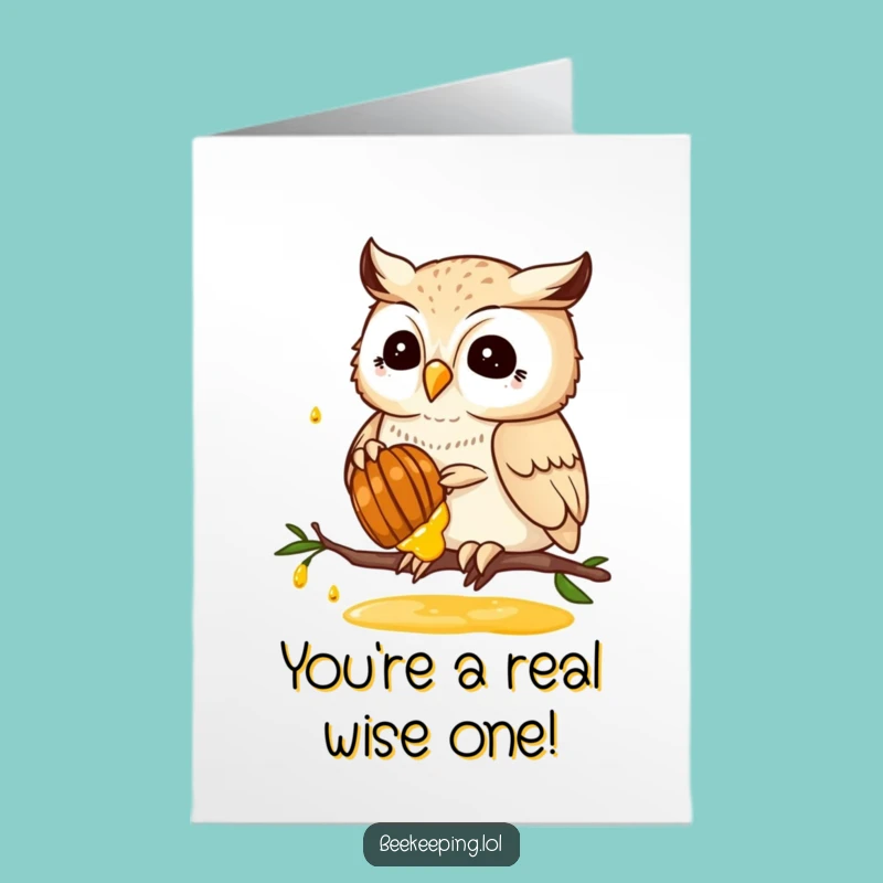 Free Printable Congrats Card: Wise Owl's Honey Success, Downloadable Gift for Achievements