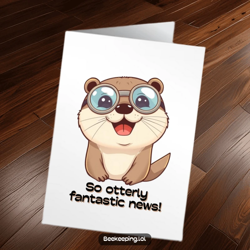 Funny Free Printable Congratulations Card: A happy otter sporting round protective goggles, giving a thumbs up. Celebratory and humorous.