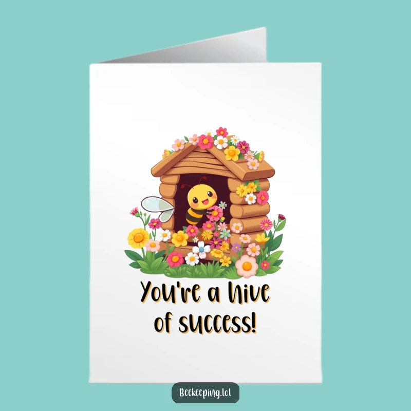 Free Printable Congratulations Card: Humorous Bee Flower Hive Downloadable Surprise