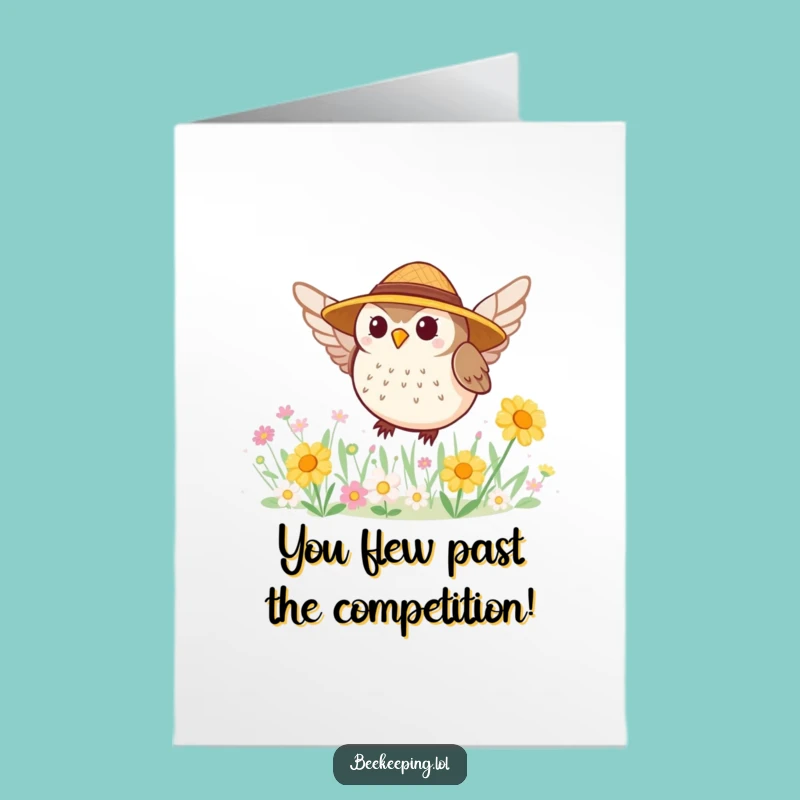 Free Printable Owl Congrats Card: Funny Flower Buzz Downloadable Gift for Great Achievements