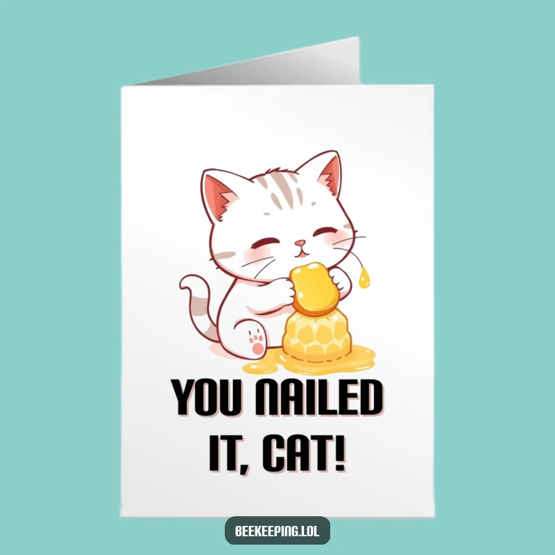 Free Printable Congrats Card: Cat & Honey Humor, Downloadable Gift