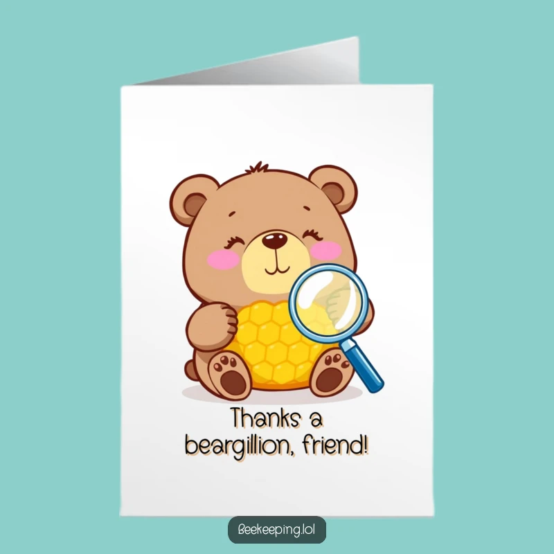 Free Printable Bear Thank You Card: Honeycomb Gratitude, DIY Downloadable Gift!