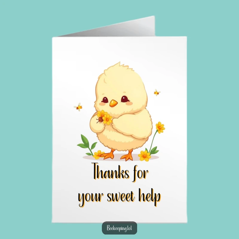 Free Printable Funny Chick Thank You Card: Nectar Collecting Chick Humorous Downloadable Gift