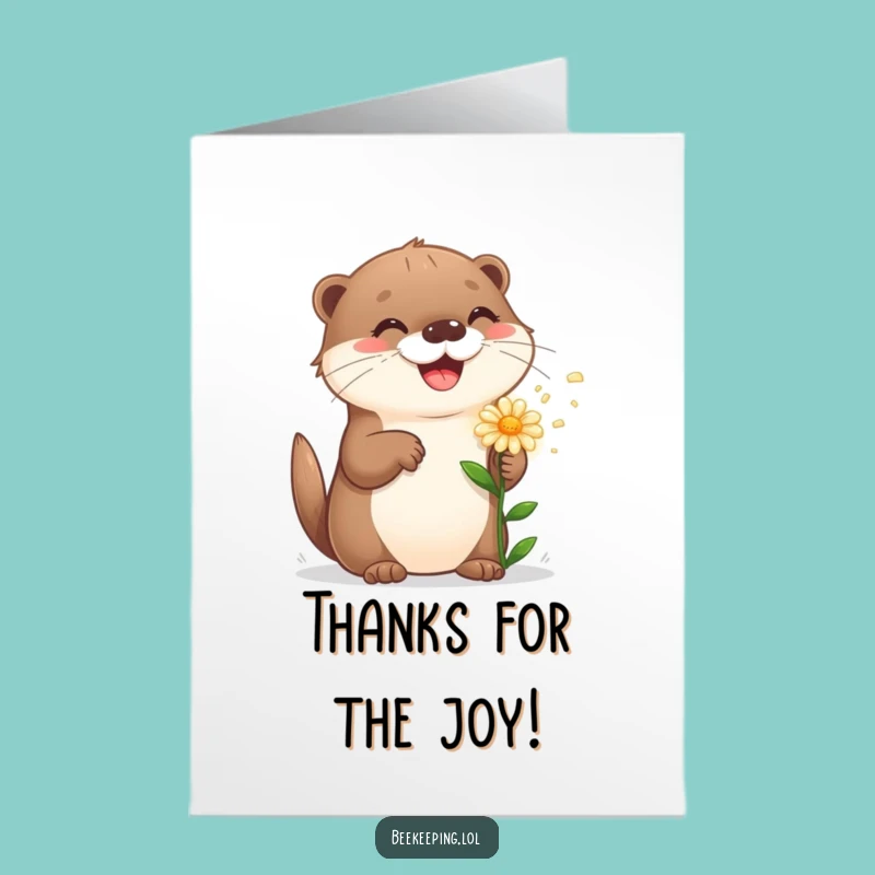 Free Printable Thank You Card: Playful Otter Flower Sprinkler, Gratitude Gift