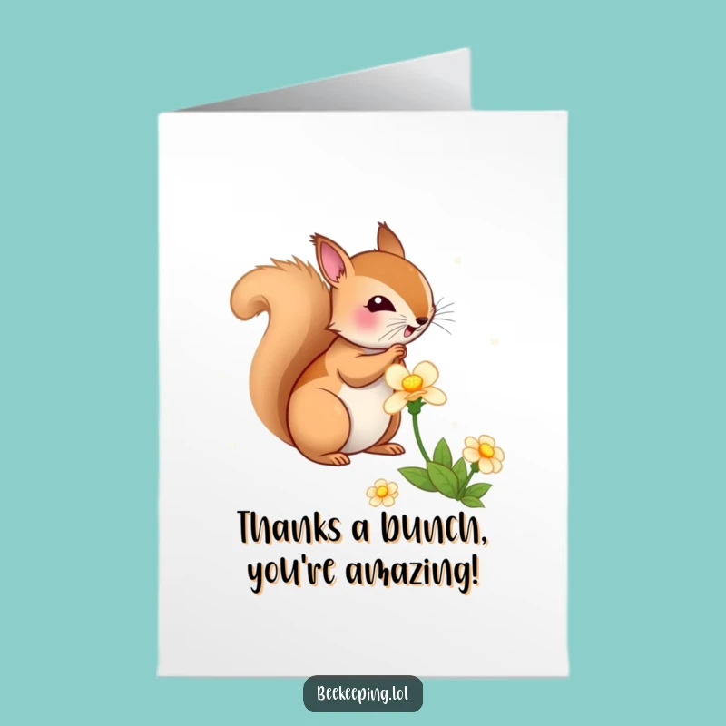 Free Printable Thank You Card: Squirrel Shares Sweet Nectar Gratitude!