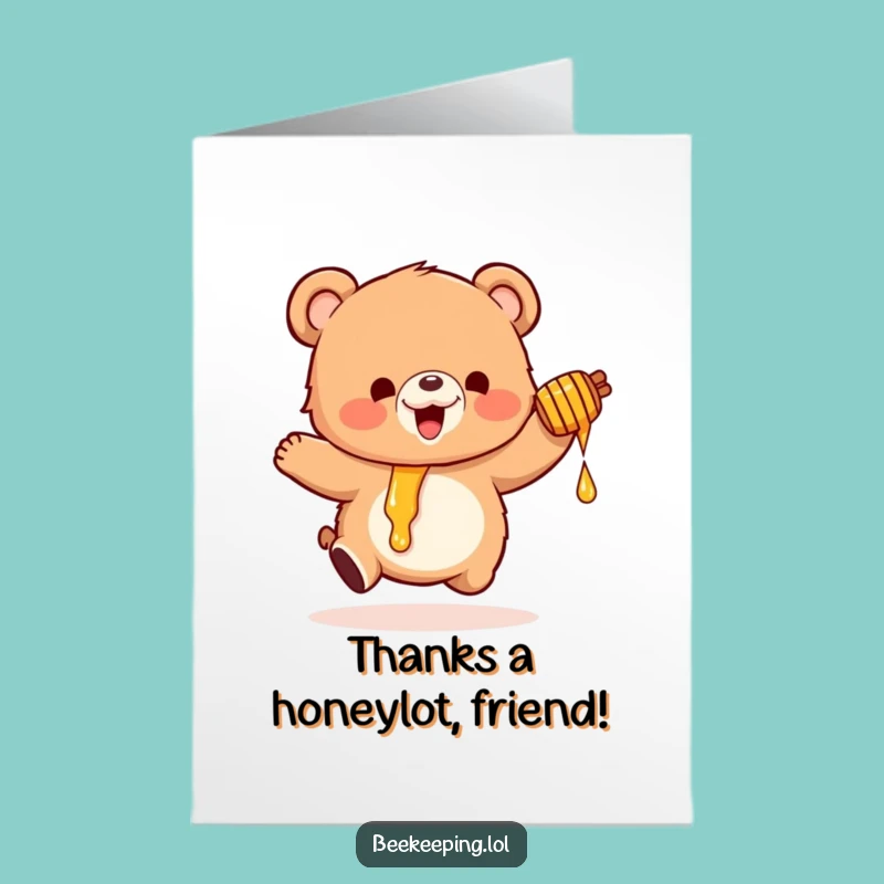 Free Printable Bear Thank You Card: Funny Honey Pot Downloadable Gift for Gratitude