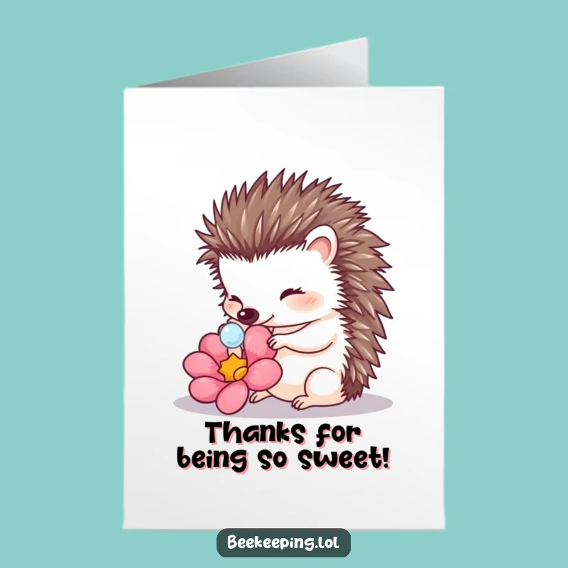 Free Printable Thank You Card: Hedgehog & Dewdrop, Graceful Downloadable Gratitude