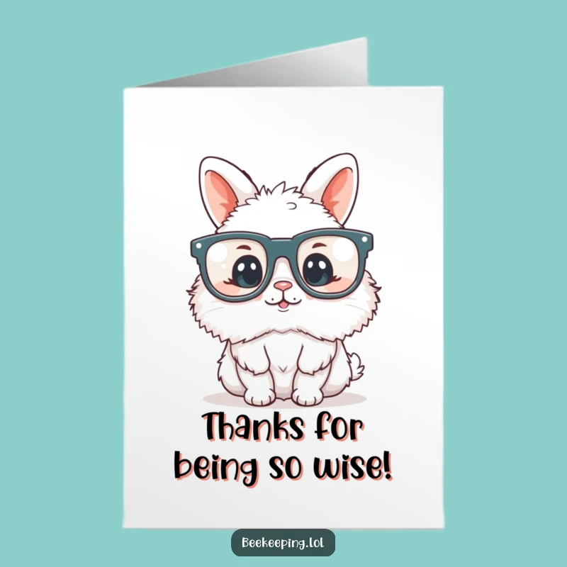 Free Printable Thank You Card: Funny Bunny Reading Glasses Gratitude, Heartfelt Download