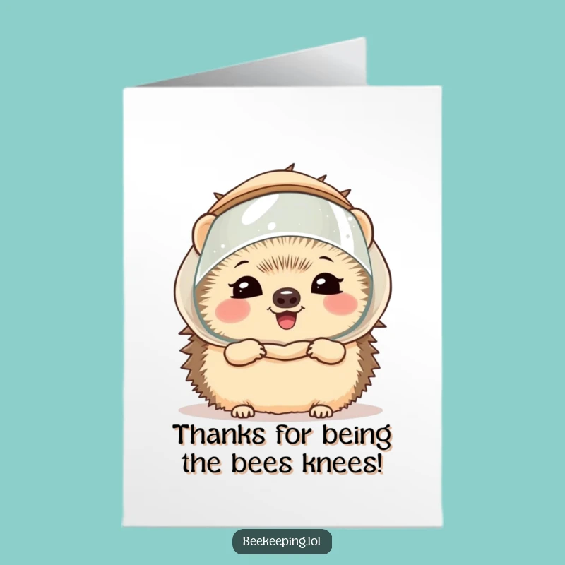Free Printable Thank You Card: Funny Hedgehog Beekeeper Gratitude, Heartfelt Download