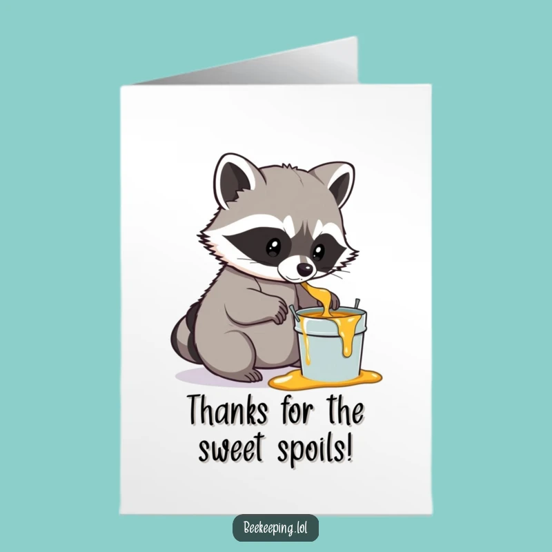 Free Printable Thank You Card: Raccoon Shares Sweet Honey Thanks!
