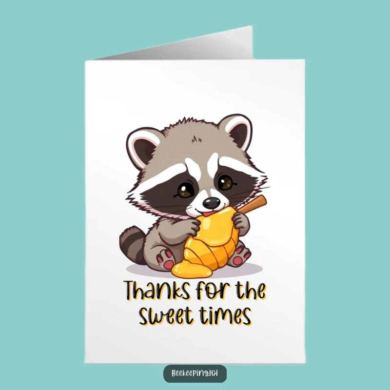 Free Printable Thank You Card: Raccoon Honey Thief - Express Gratitude Hilariously!