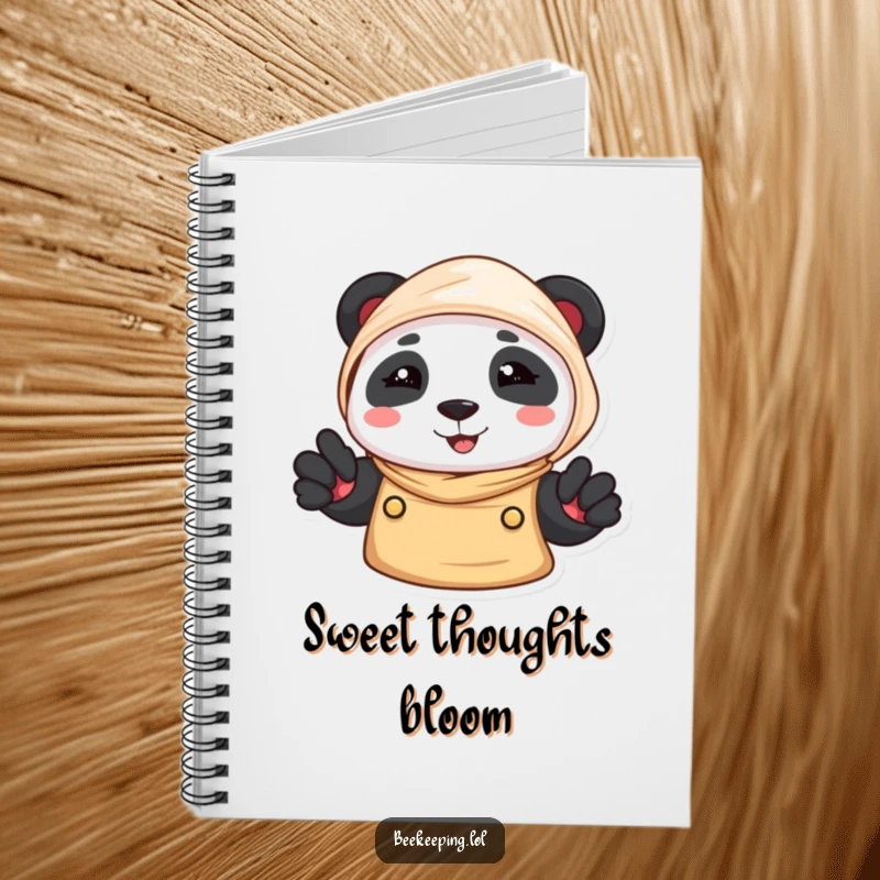 Funny Panda Beekeeper Notebook: A smiling panda in a beekeeper veil, perfect for journaling and notes.